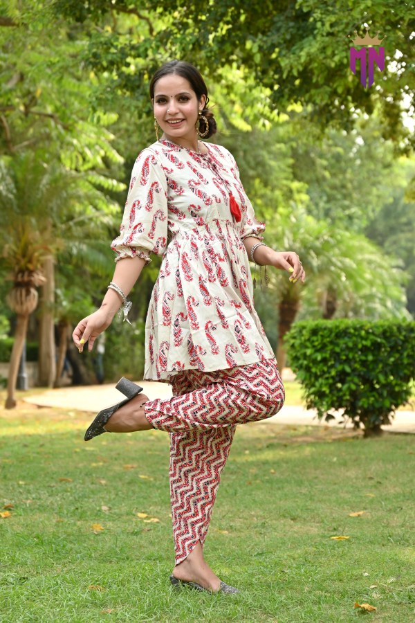Cotton Dhoti Pant Kurta Set with Dupatta for Women | Printed Ethnic Wear Suit Set
