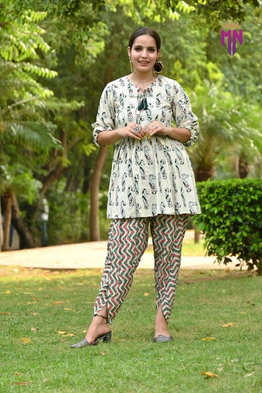 Cotton Dhoti Pant Kurta Set with Dupatta for Women | Printed Summer Ethnic Wear