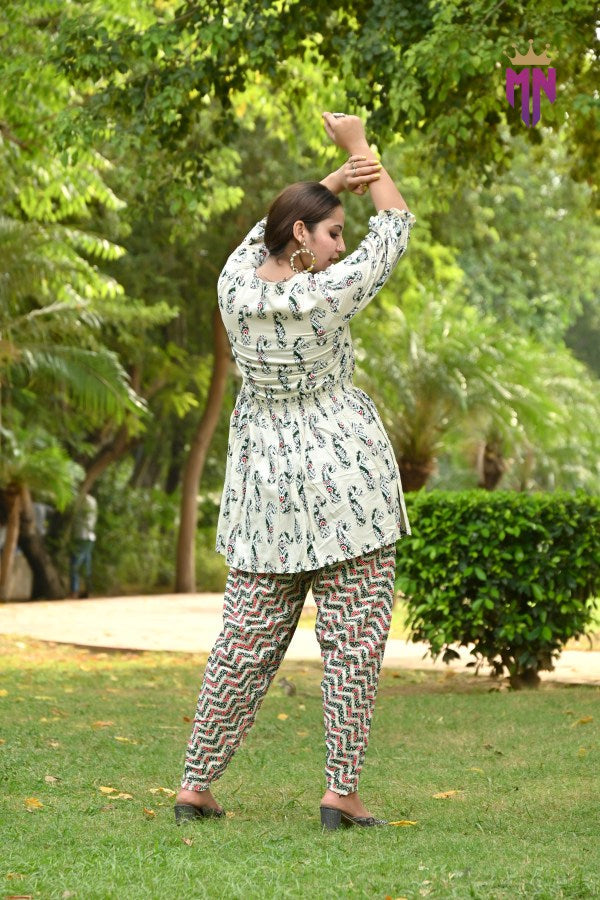 Cotton Dhoti Pant Kurta Set with Dupatta for Women | Printed Summer Ethnic Wear