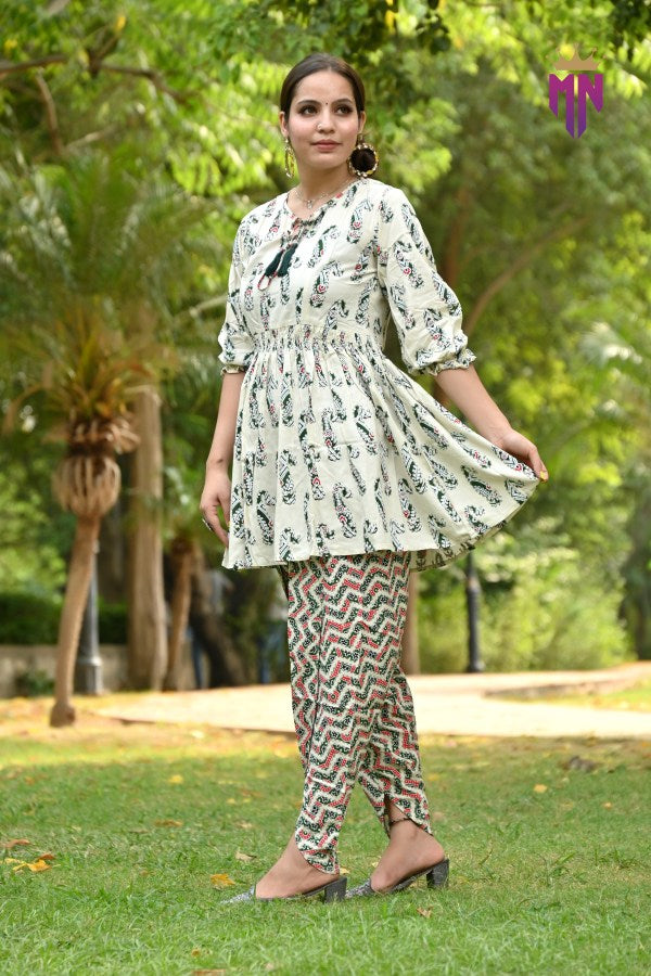 Cotton Dhoti Pant Kurta Set with Dupatta for Women | Printed Summer Ethnic Wear
