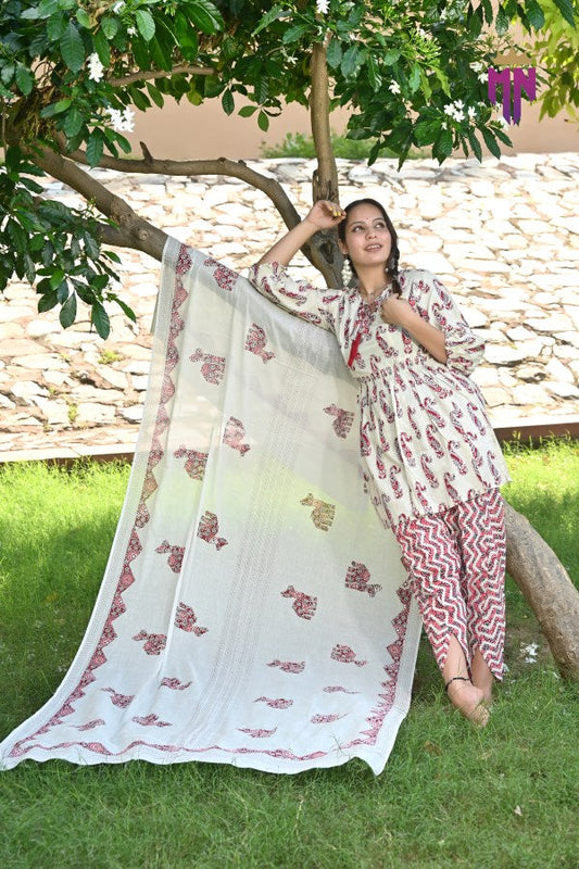 Women’s Cotton Printed Suit Set with Dupatta | Ethnic Kurta Pant Set