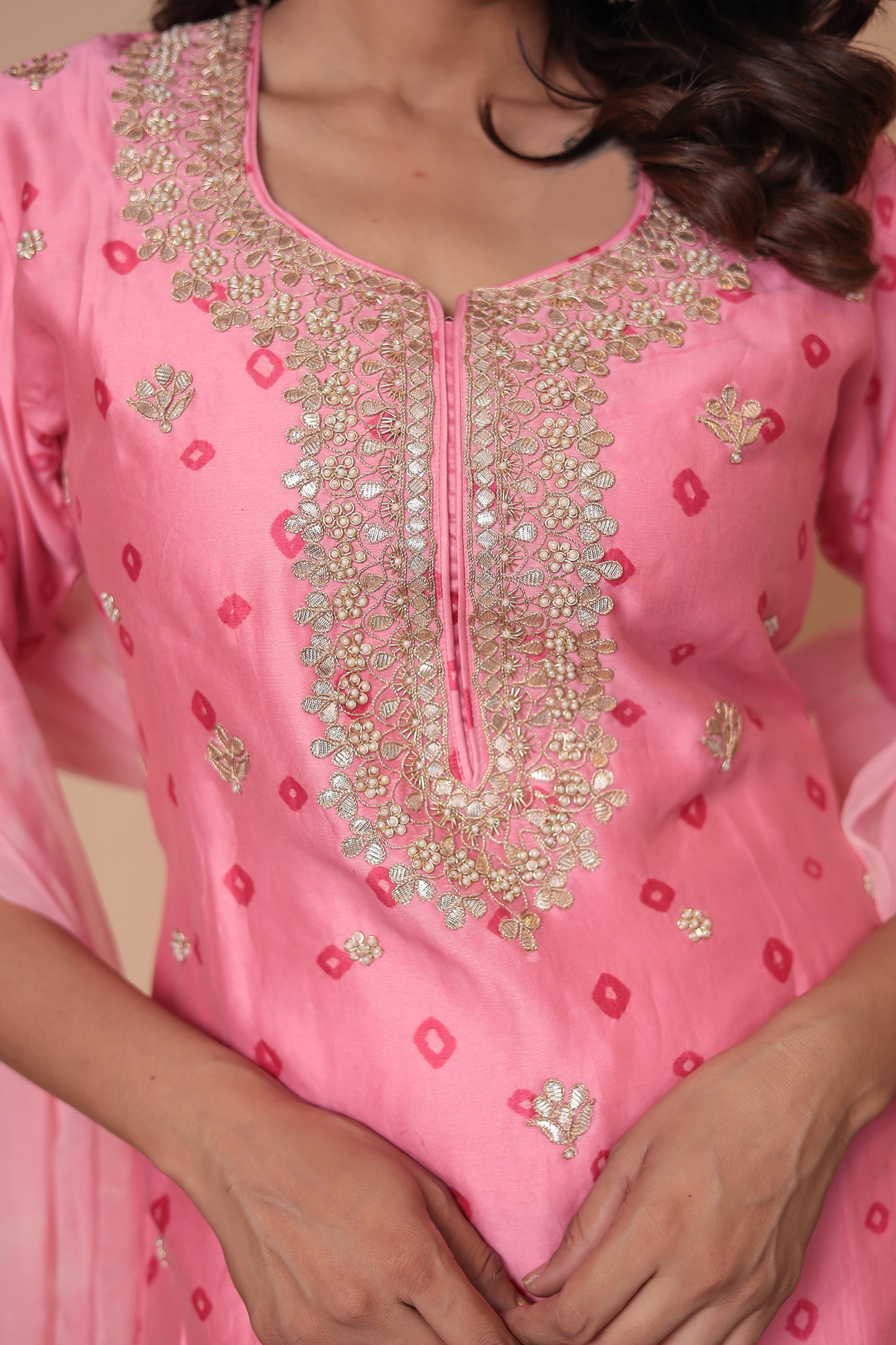 Pink Wedding Sharara Suit, Bridesmaid Haldi Outfit, Festive Zardozi Kurta Set