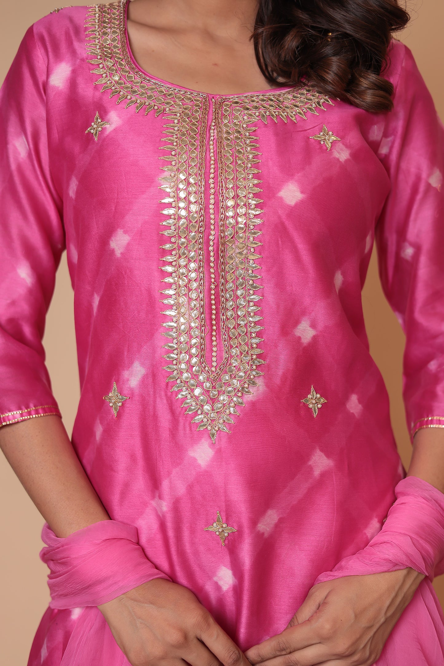 Pink Kurta Sharara Set, Wedding Guest Dress, Haldi Mehndi Outfit, Dupatta