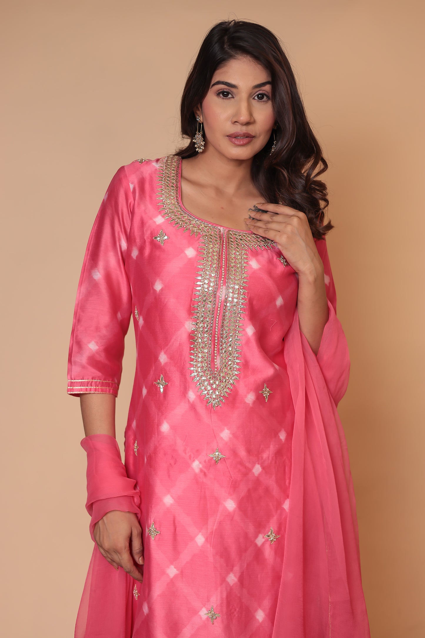 Pink Kurta Sharara Set, Wedding Guest Dress, Festive Haldi Mehndi Outfit