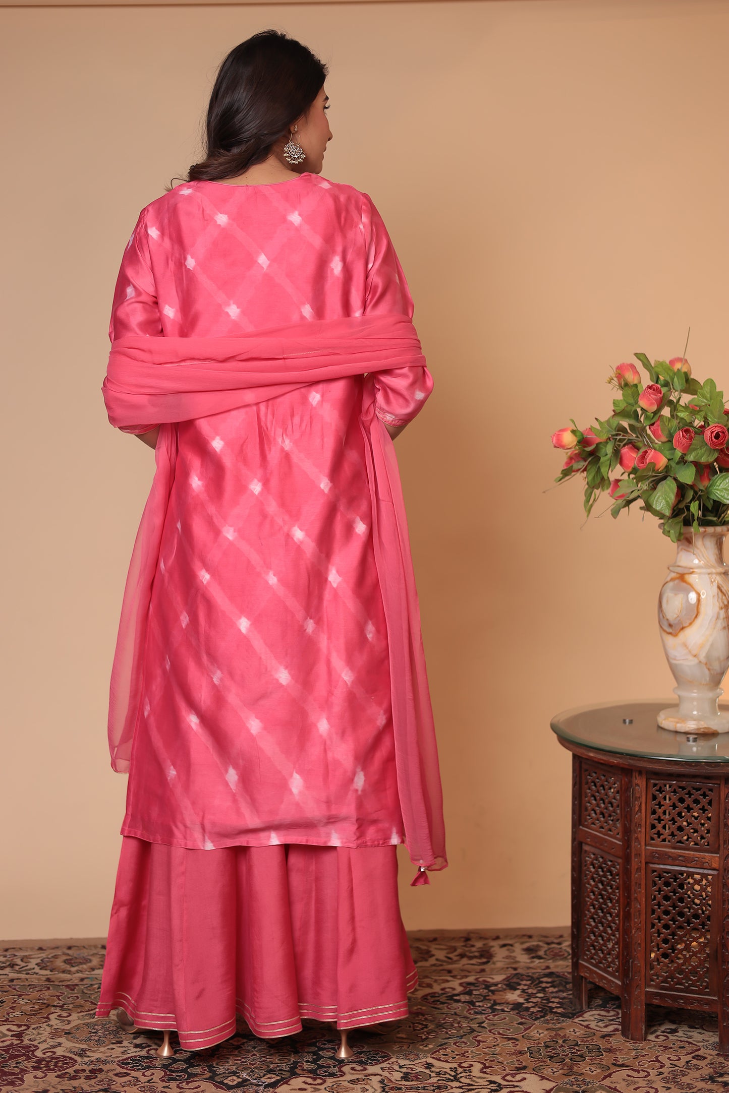 Pink Kurta Sharara Set, Wedding Guest Dress, Festive Haldi Mehndi Outfit