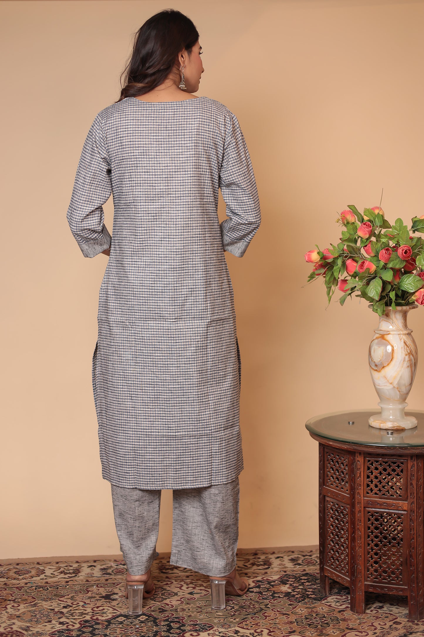 Cotton Linen Co-ord Set Kurta Pant Palazzo Pants & Loose Kurti