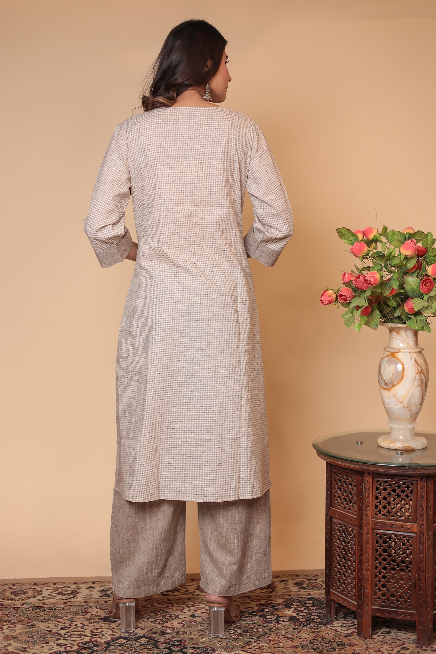 Cotton Linen Co-ord Set Kurta Pant Palazzo Pants & Loose Kurti