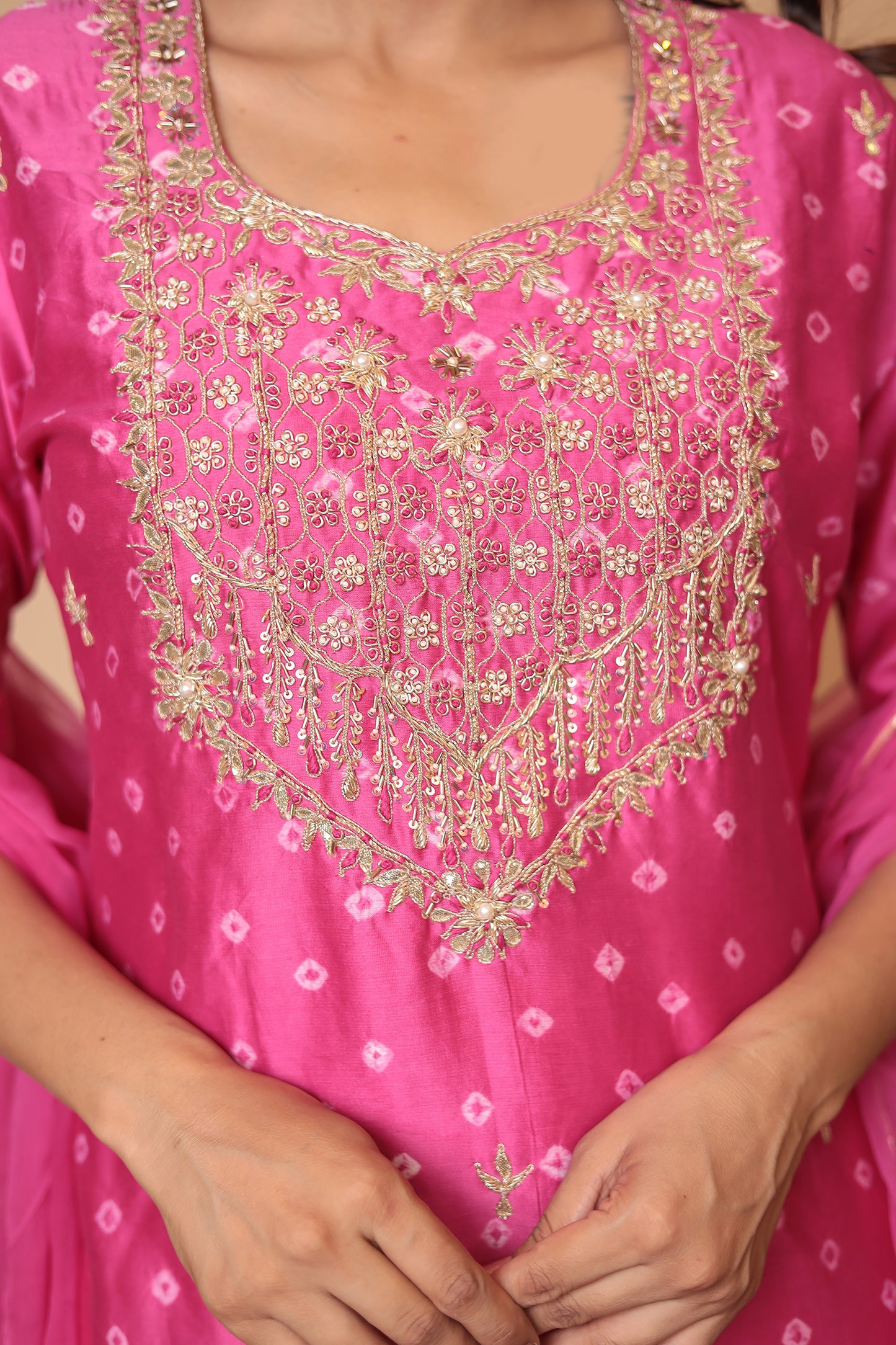 Pink Chanderi Silk Sharara Set: Zardozi Handwork Indian Outfit