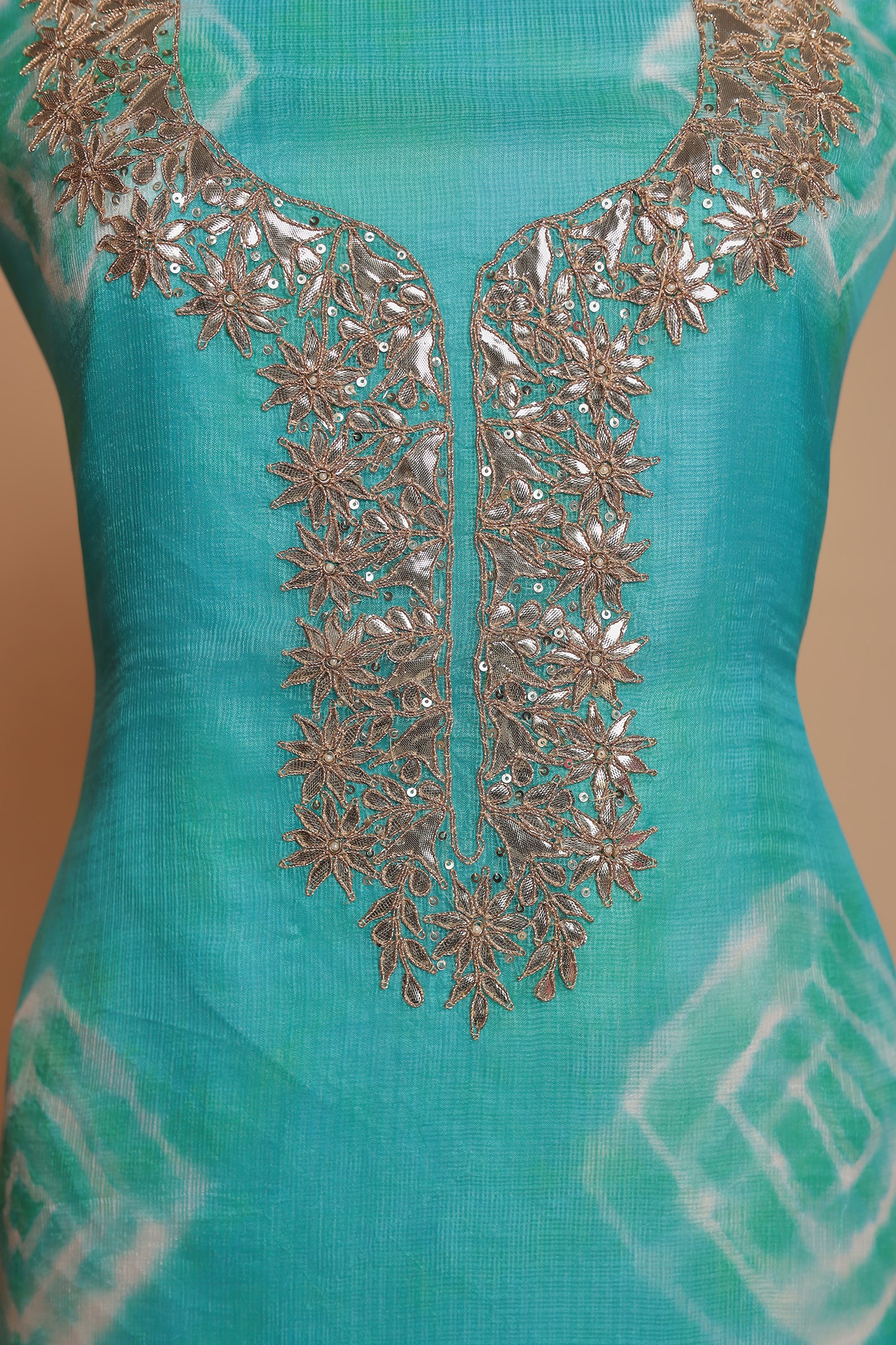 Pastel Blue Silk Unstitched Suit with Organza Dupatt
