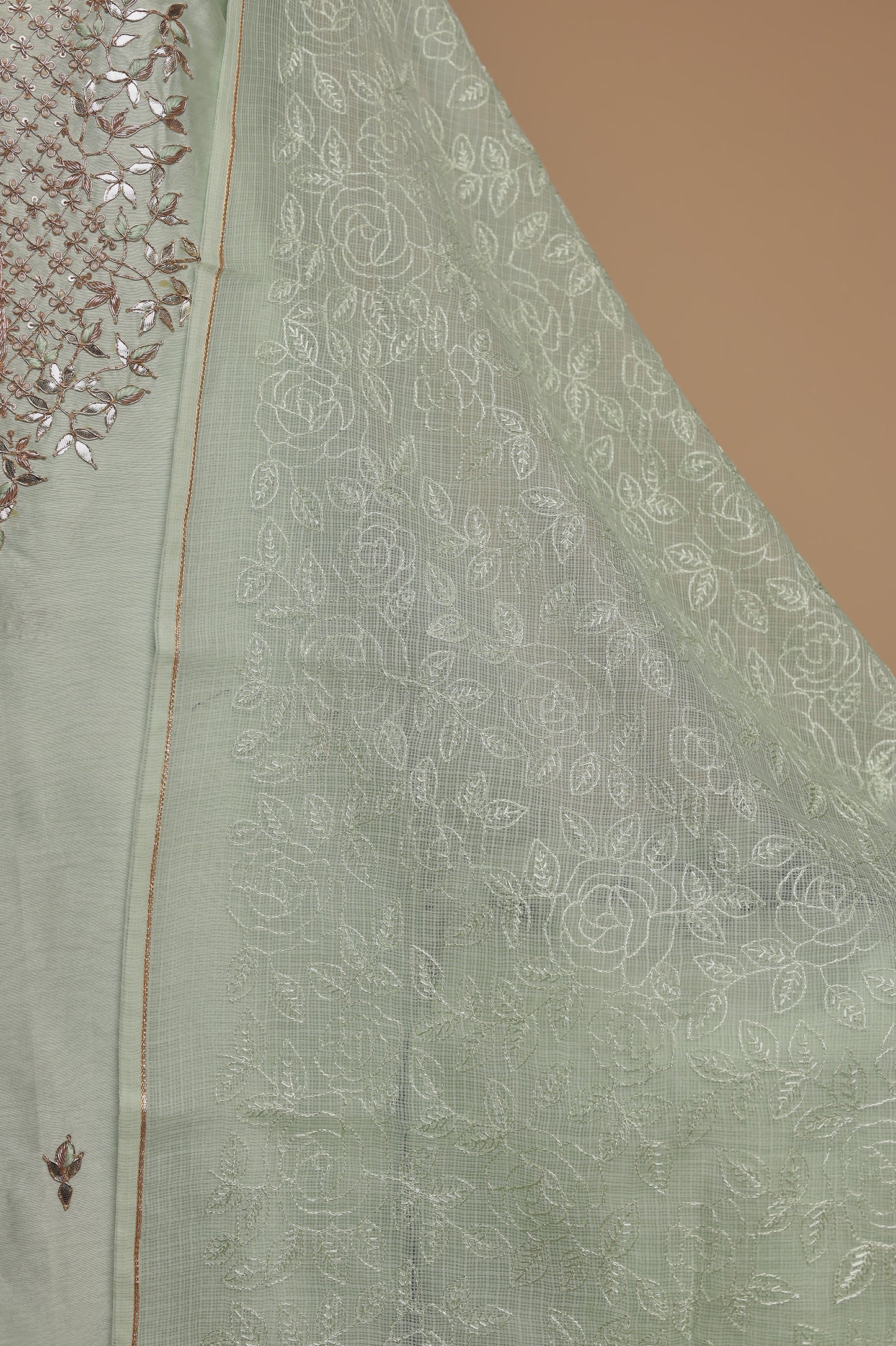 Designer Pure Silk Unstitched Suit Collection | Heavy Mirror Work & Bandhani Print Set