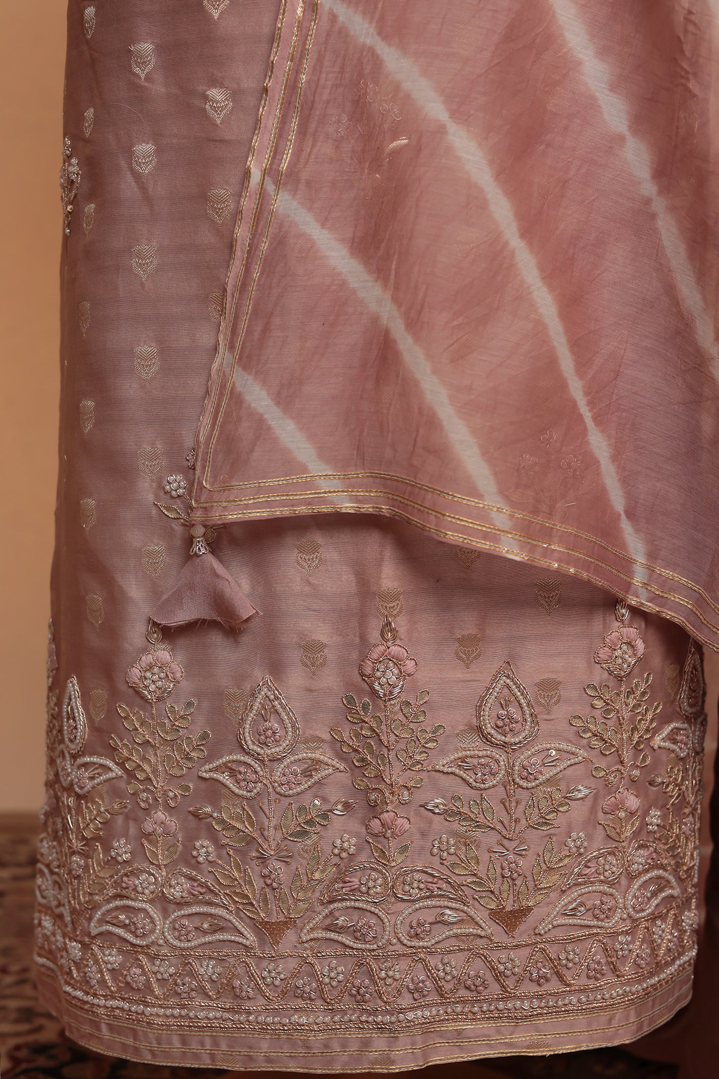 Designer Unstitched Dress Material | Zari Threadwork Kameez