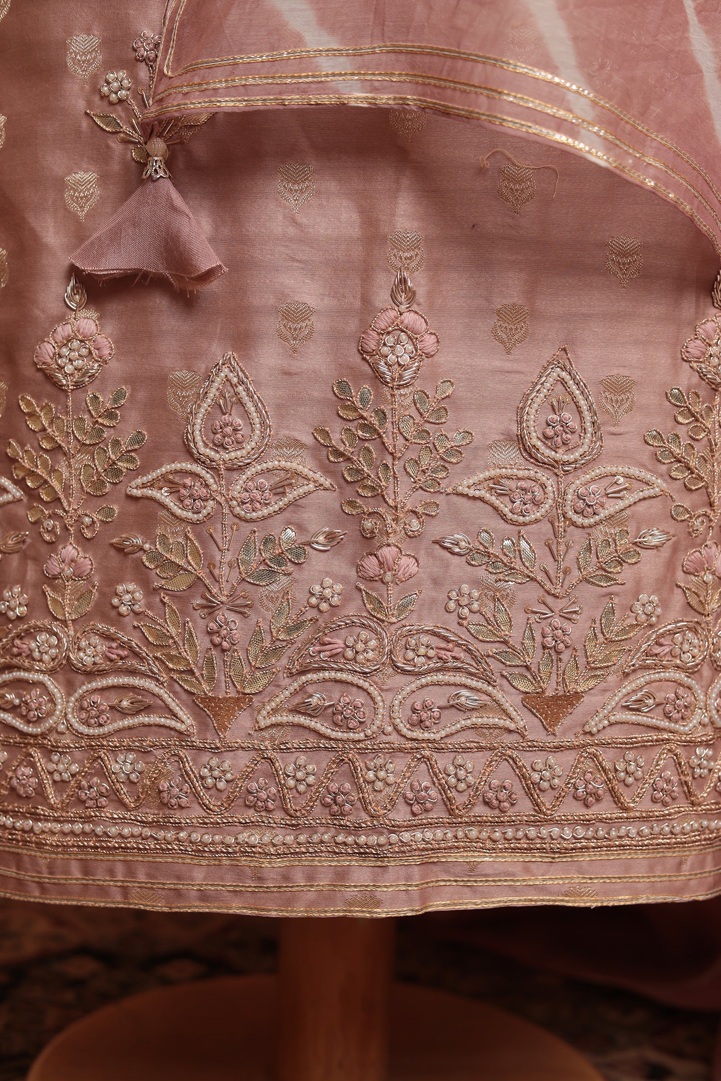 Designer Unstitched Dress Material | Zari Threadwork Kameez