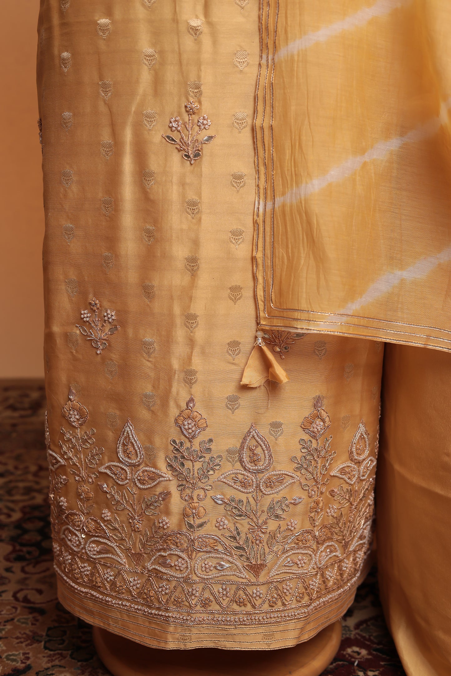 Festive Pastel Green Zardosi Work Salwar Suit Material