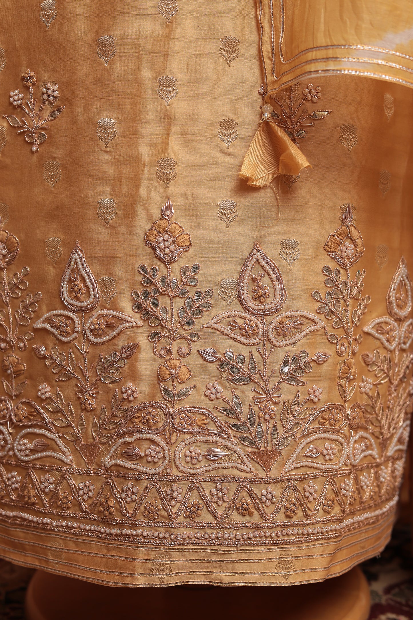 Festive Pastel Green Zardosi Work Salwar Suit Material