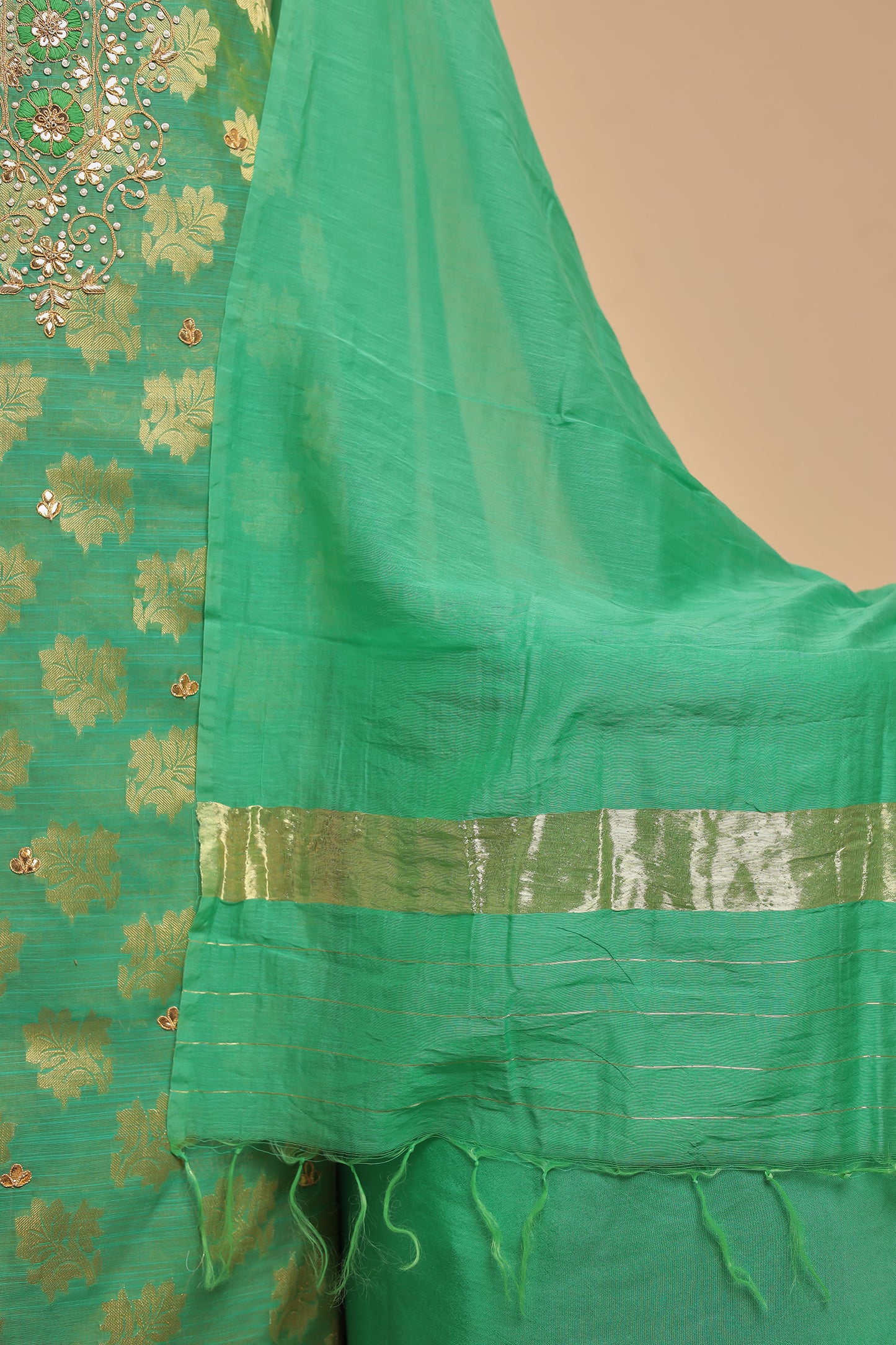 Festive Unstitched Dress Material for Women with Zari Work Export to Sheets