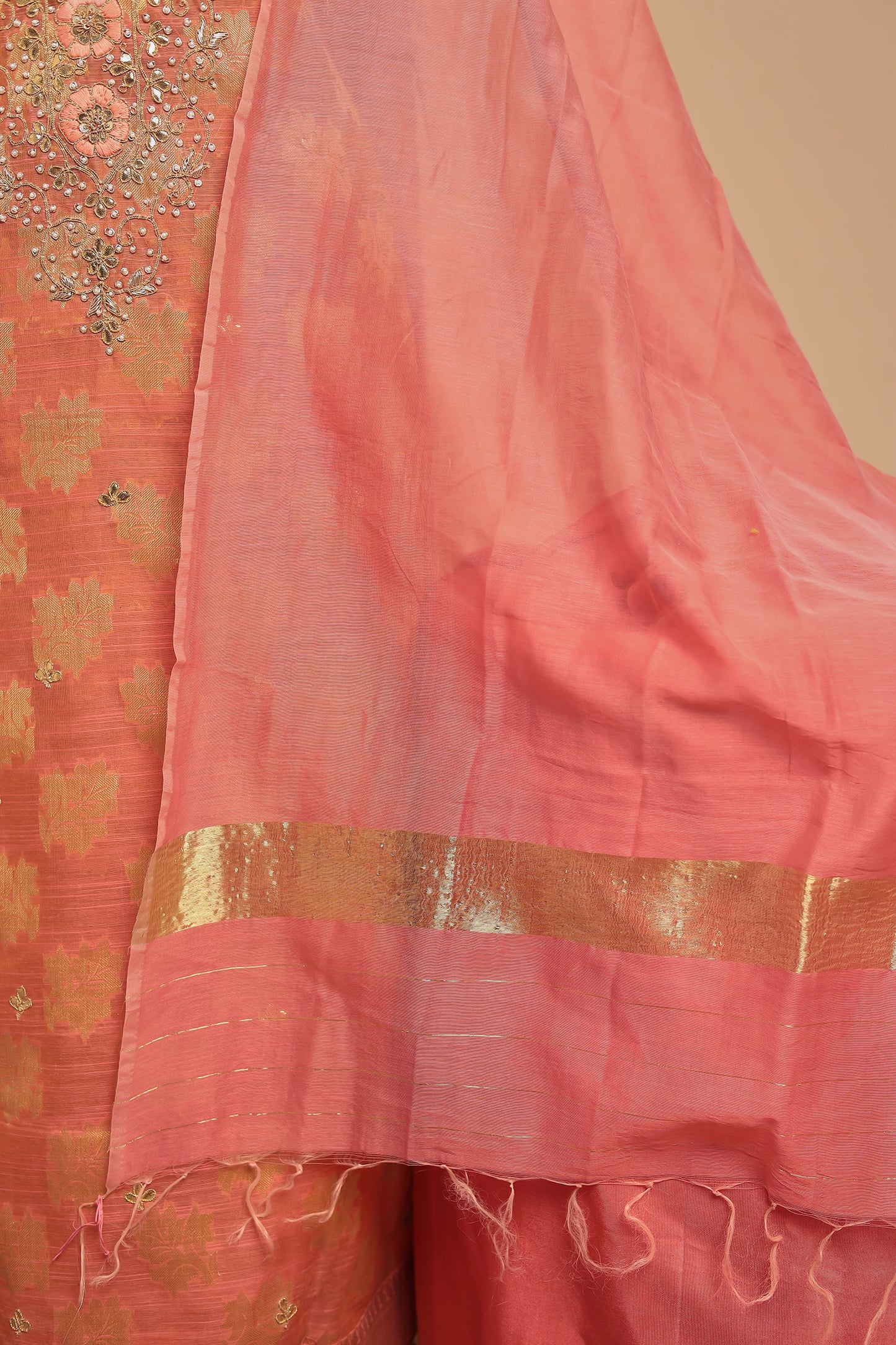 Luxury Unstitched Chanderi Silk Suit Set | Zari Woven & Hand Embroidered Dress Material for Festive & Party Wear