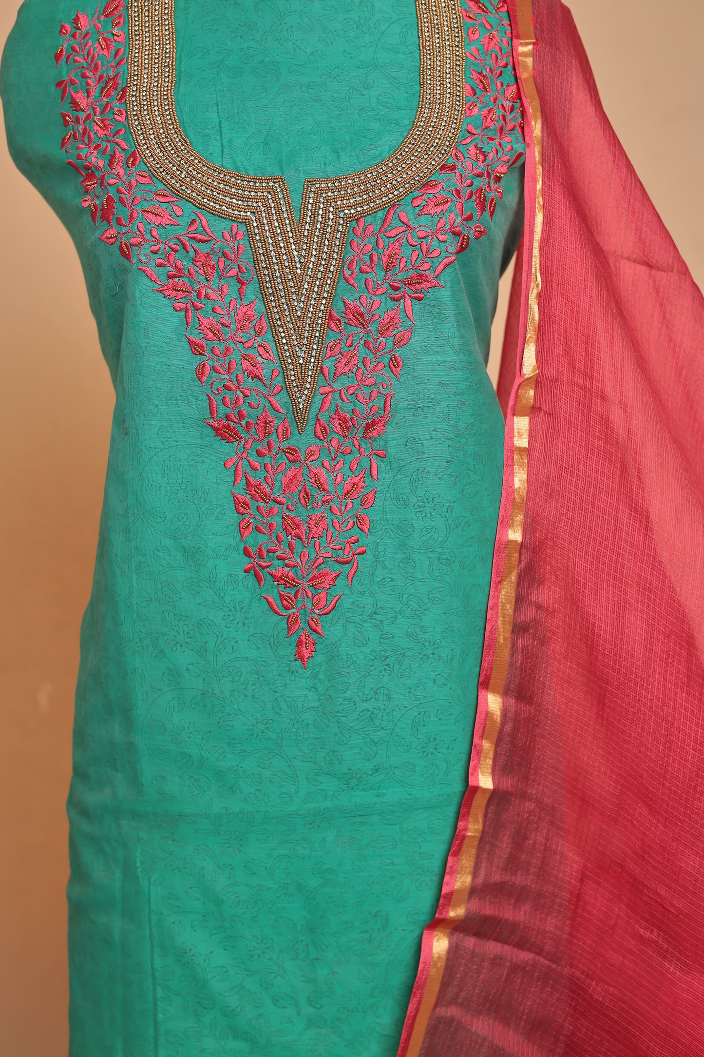 Unstitched Salwar Suit Set for Women, 3-Piece Designer Dress Material