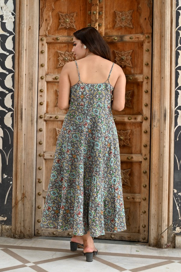 Women’s Cotton Maxi Dress | Sleeveless Printed Dress with Spaghetti Straps