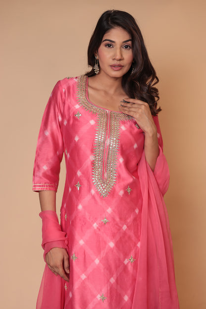 Pink Kurta Sharara Set, Wedding Guest Dress, Festive Haldi Mehndi Outfit