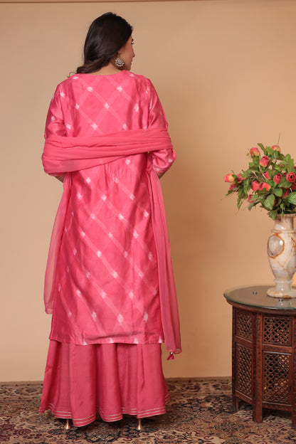 Pink Kurta Sharara Set, Wedding Guest Dress, Festive Haldi Mehndi Outfit