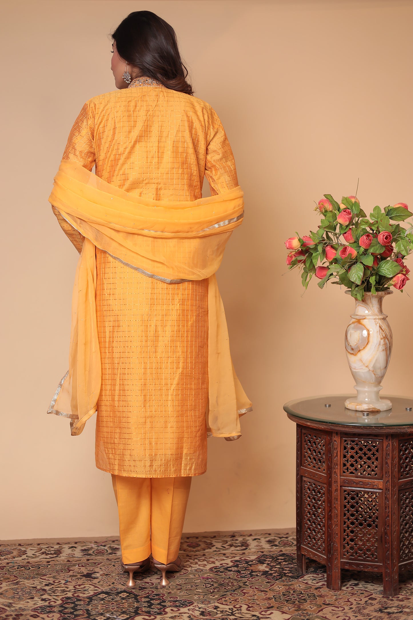 Yellow Zardozi Kurta Set: Hand-Embroidered Indian Wedding Outfit