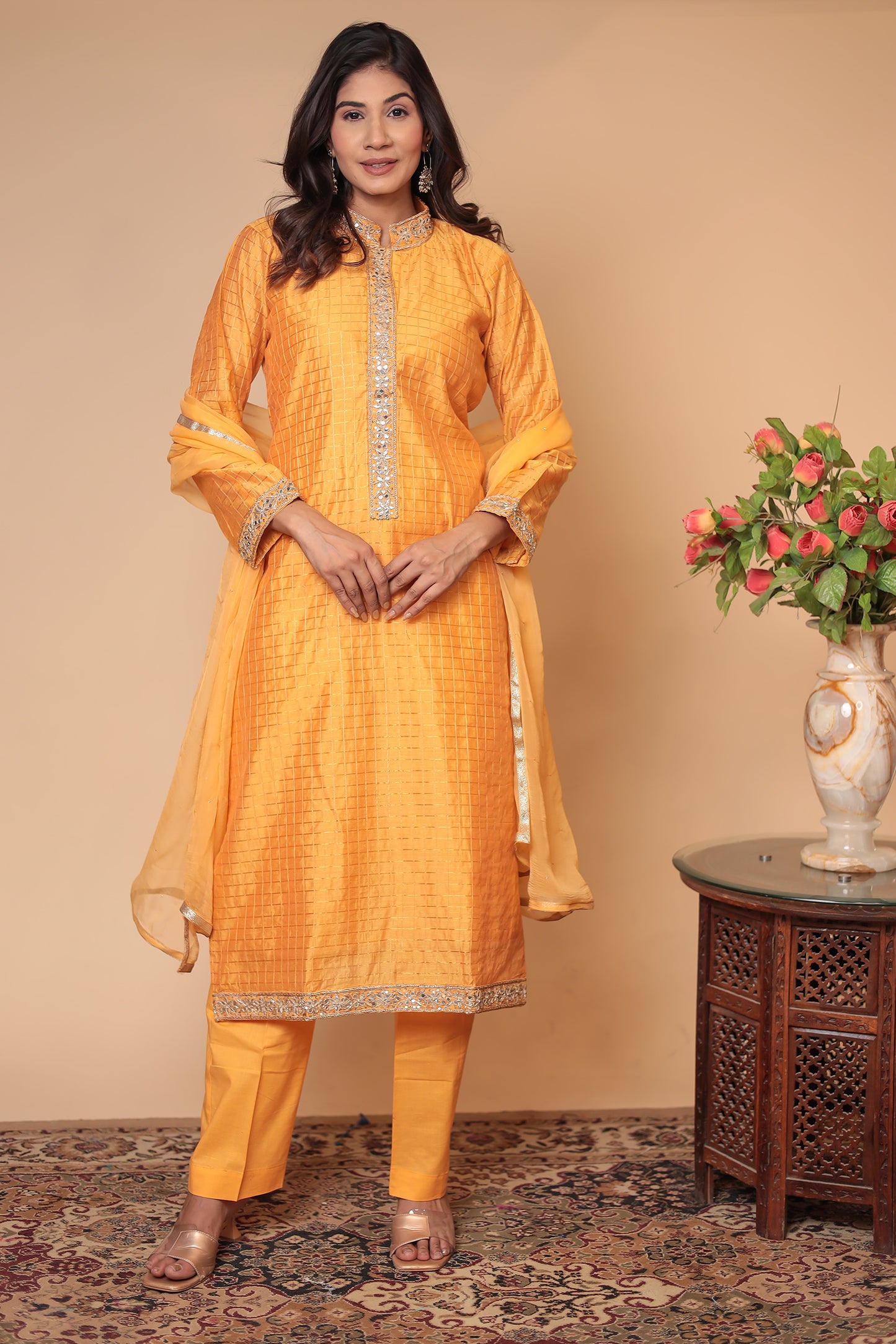 Yellow Zardozi Kurta Set: Hand-Embroidered Indian Wedding Outfit