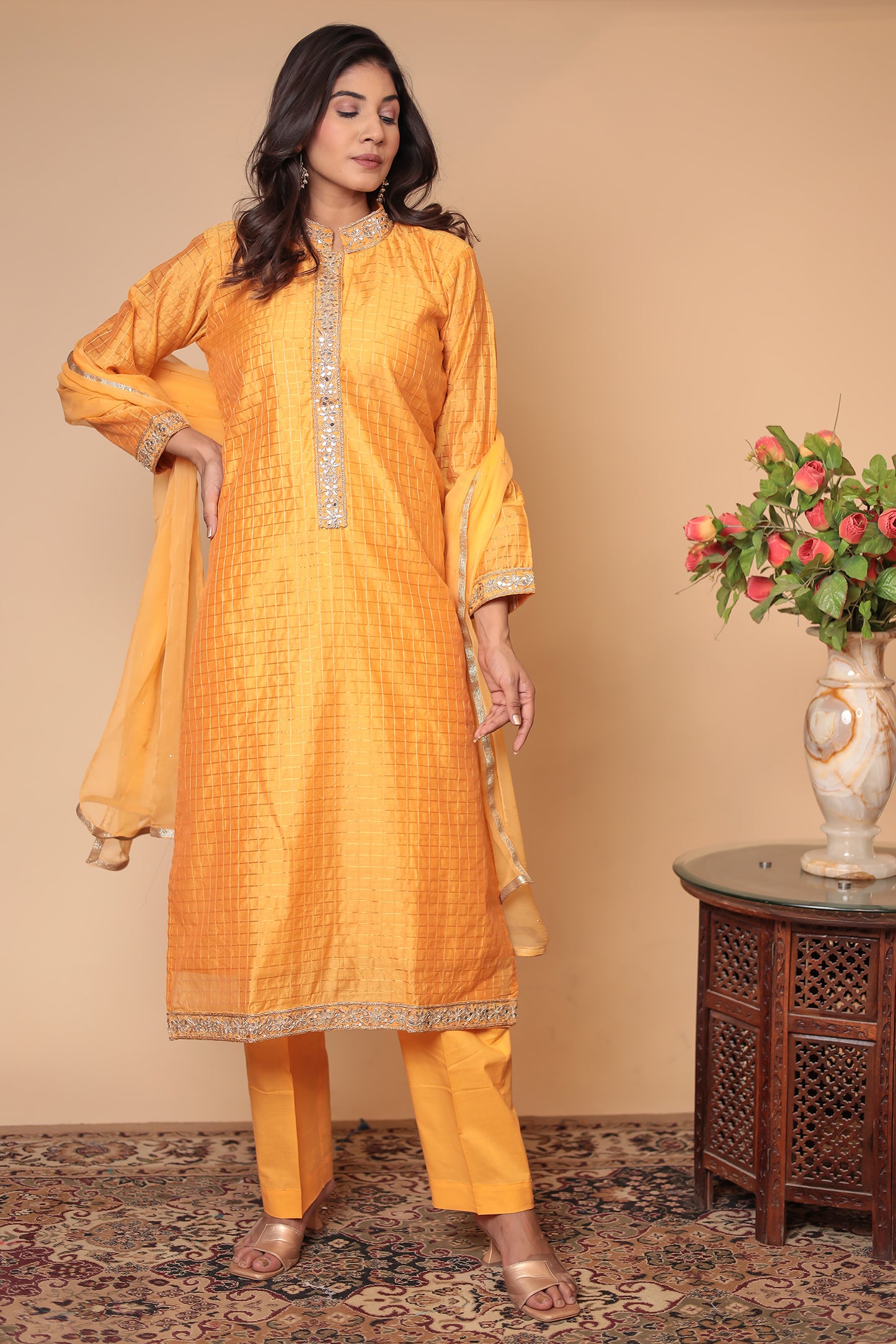 Yellow Zardozi Kurta Set: Hand-Embroidered Indian Wedding Outfit
