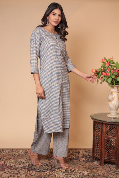 Cotton Linen Co-ord Set Kurta Pant Palazzo Pants & Loose Kurti