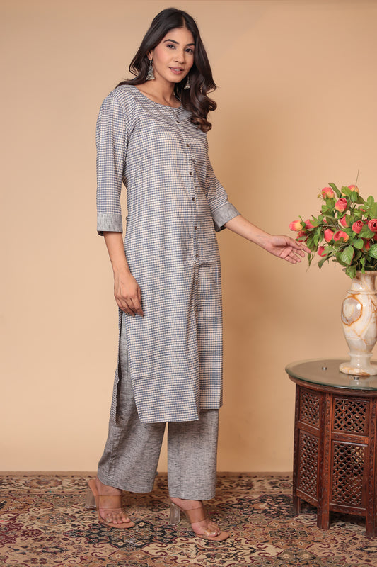 Cotton Linen Co-ord Set Kurta Pant Palazzo Pants & Loose Kurti