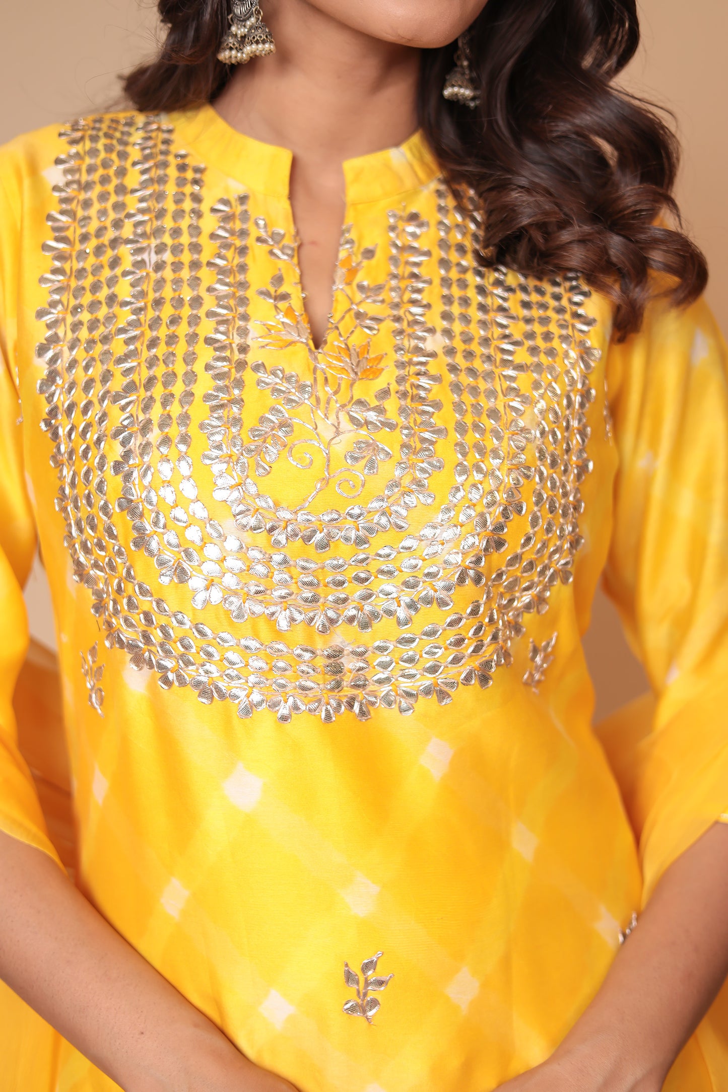 Yellow Chanderi Silk Sharara Set: Hand Zari Embroidery, Indian Festive Outfit