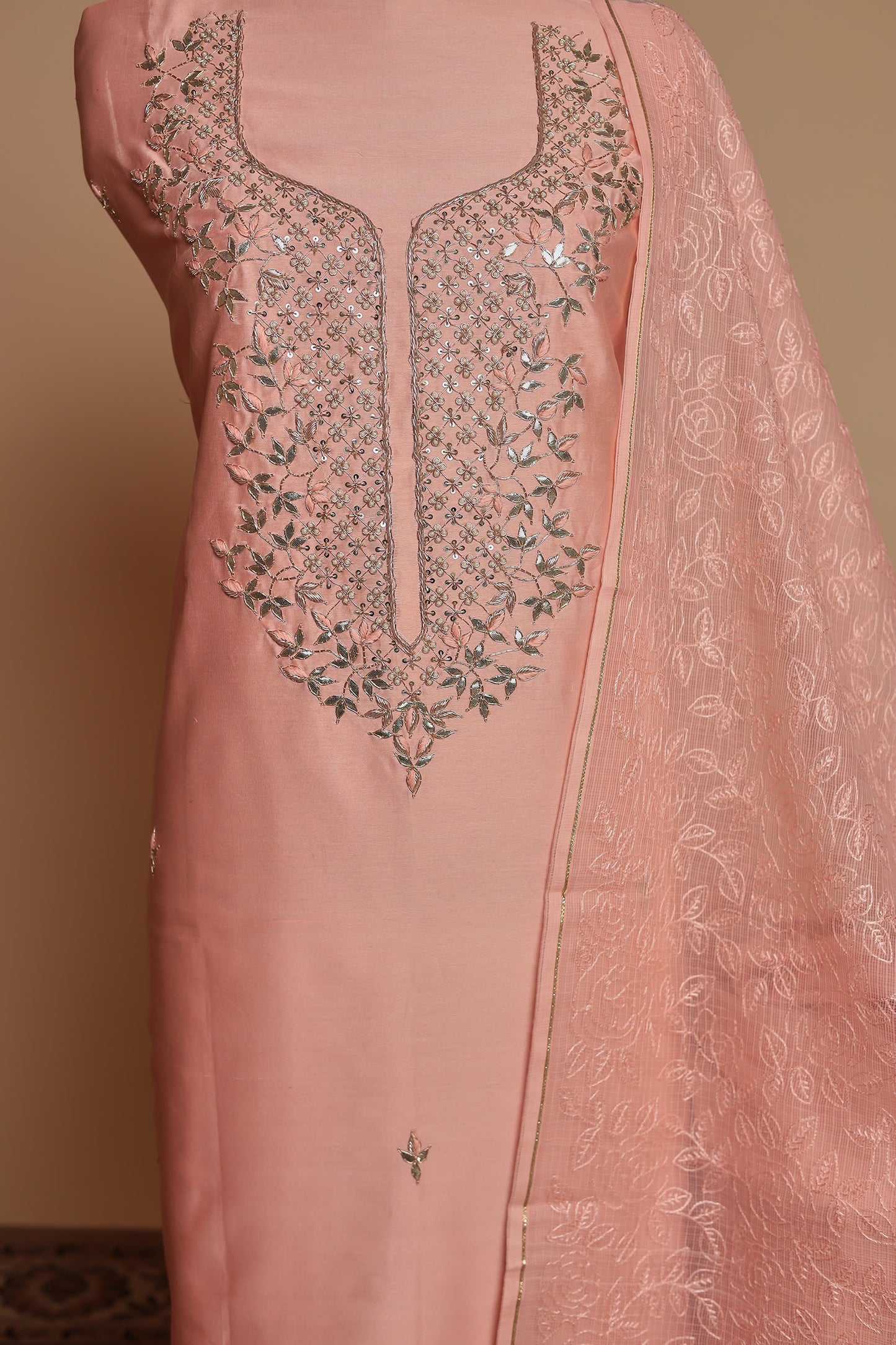Designer Pure Silk Unstitched Suit Collection | Heavy Mirror Work & Bandhani Print Set