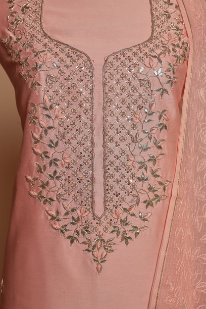 Designer Pure Silk Unstitched Suit Collection | Heavy Mirror Work & Bandhani Print Set