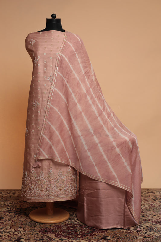 Designer Unstitched Dress Material | Zari Threadwork Kameez