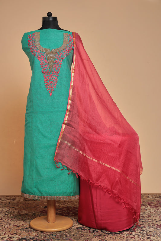 Unstitched Salwar Suit Set for Women, 3-Piece Designer Dress Material