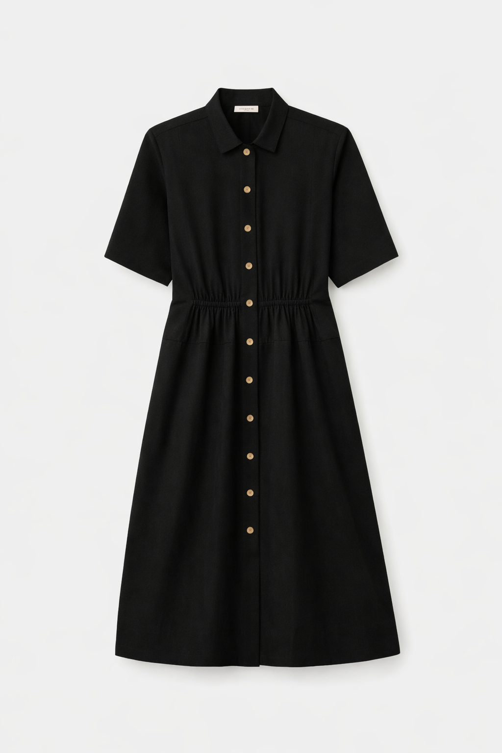 Black Button Down Midi Dress for Women | Shirt Collar Casual Midi Dress | Elegant Daily Wear Dress