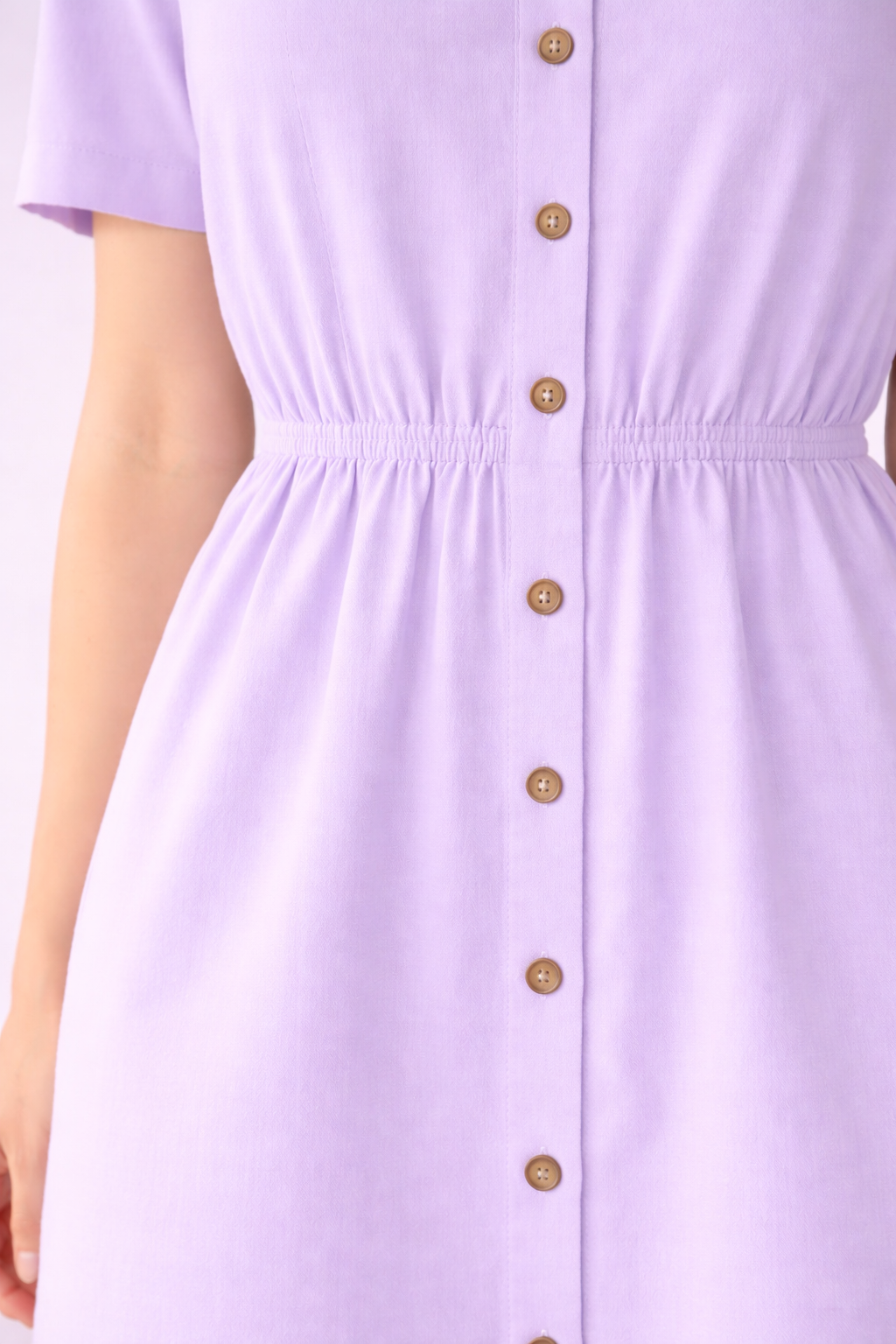 Lavender Midi Shirt Dress for Women | Short Sleeve Button-Front Elegant Casual Dress