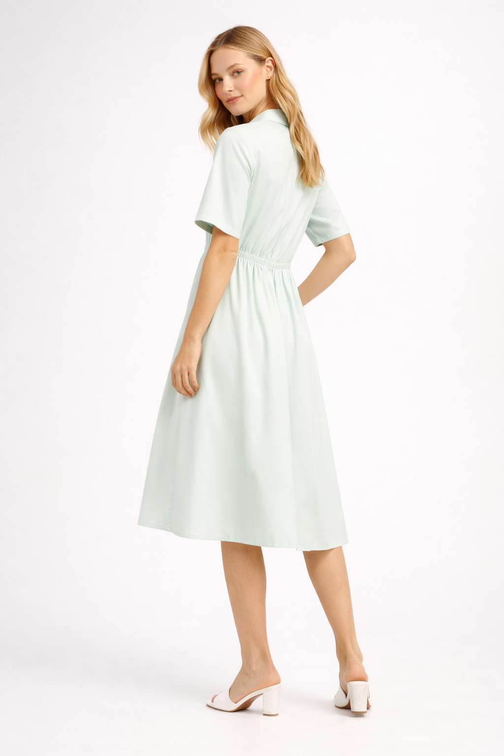 Mint Green Button Down Midi Dress for Women | Casual Shirt Style Midi Dress | Summer Day Dress