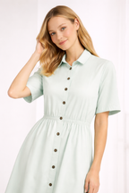 Mint Green Button Down Midi Dress for Women | Casual Shirt Style Midi Dress | Summer Day Dress