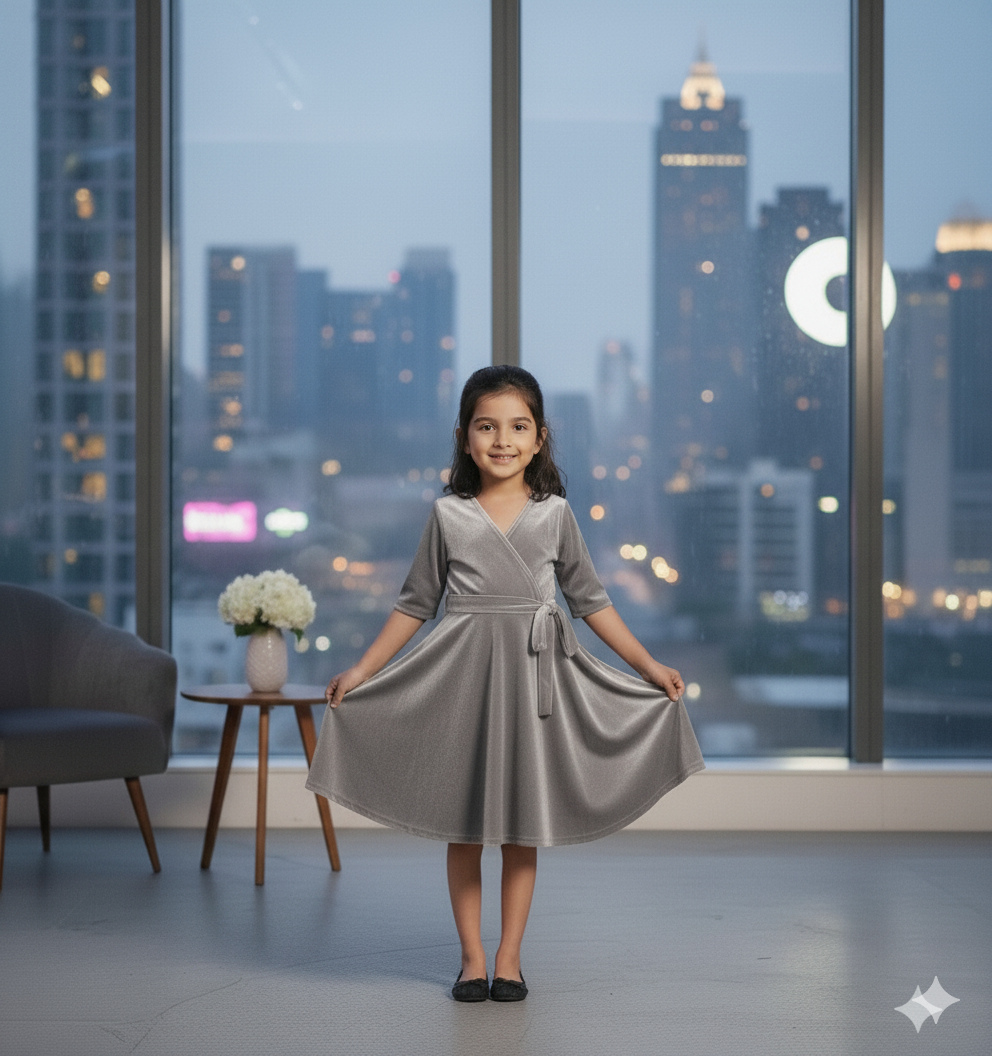 Custom Size Mom & Me Matching Silver Velvet Dress | Mother Daughter Coordinated Outfit | Personalized Fit Required