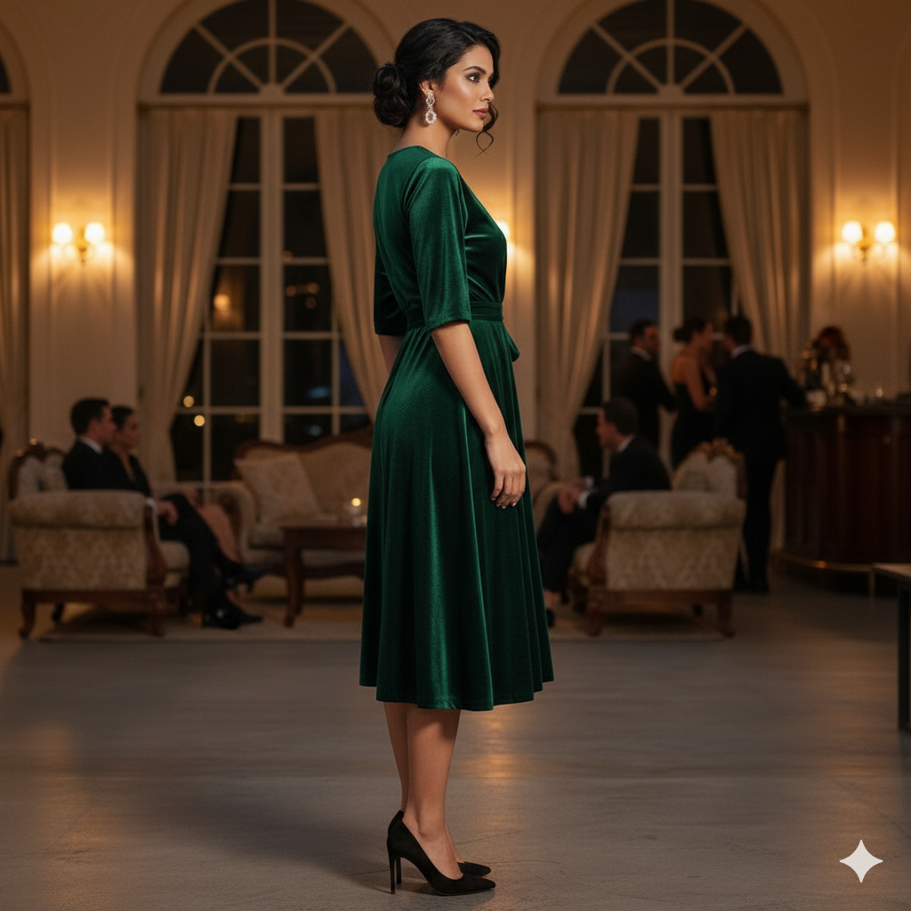 Custom Size Mom & Me Matching Green Velvet Dress | Mother Daughter Coordinated Outfit | Personalized Fit Required