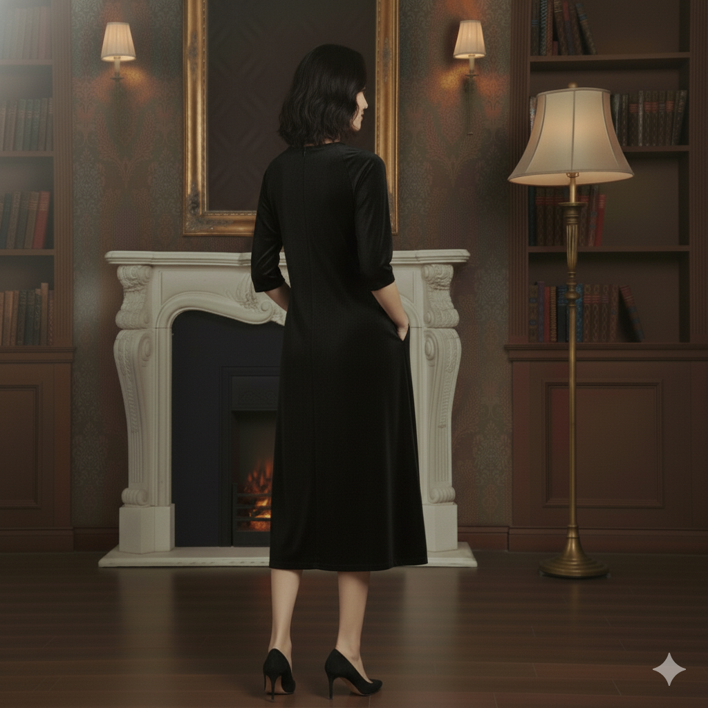 Luxury Black Velvet Night Dress Robe for Women | Soft Evening Lounge Wear | Elegant Sleepwear Gown