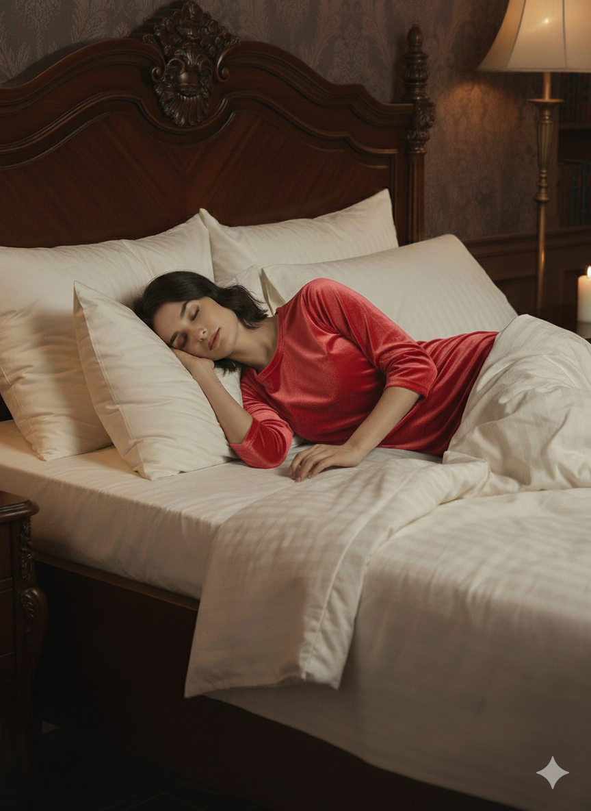 Red Velvet Night Dress for Women | Soft Long Velvet Night Gown | Elegant Lounge & Sleep Wear