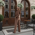 Chocolate Brown Velvet Co-Ord Set for Women – Zip Hoodie & Relaxed Fit Pants