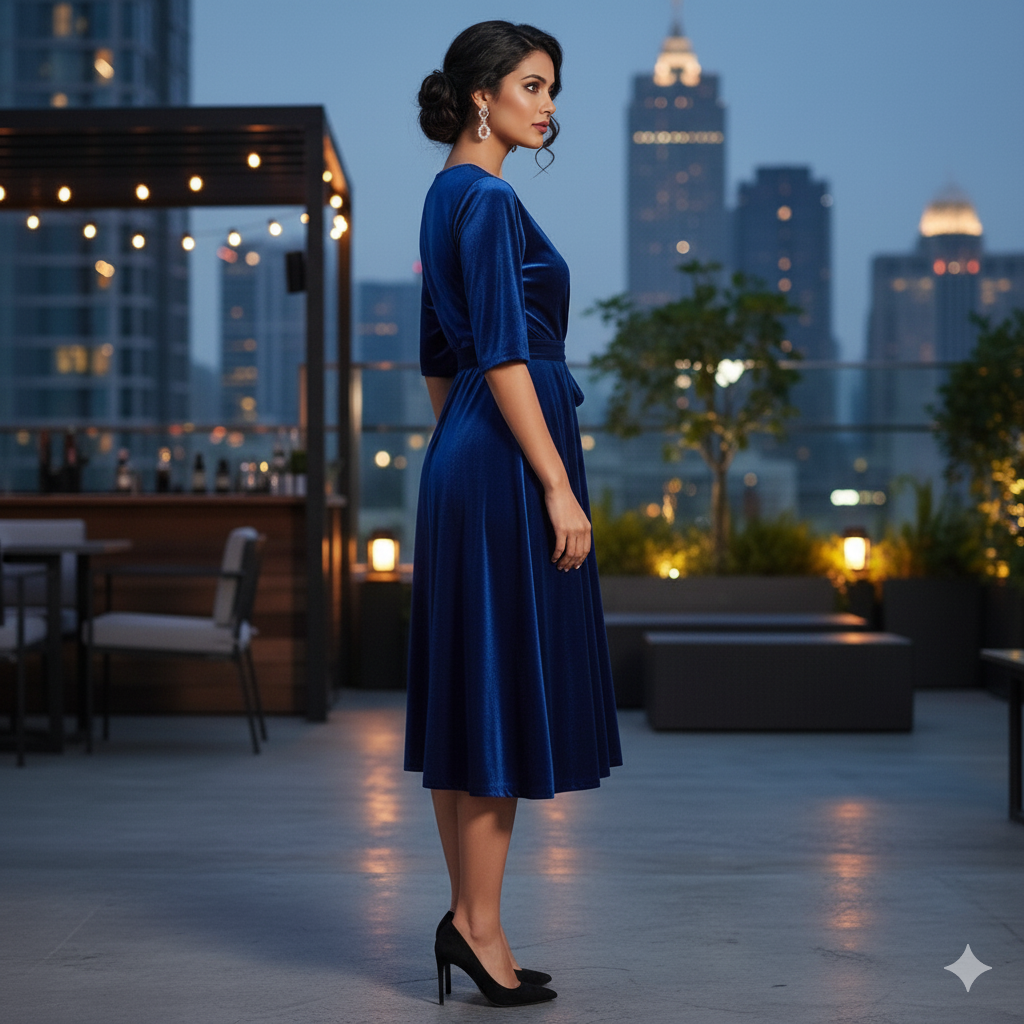 Custom Size Mom & Me Matching Royal Blue Velvet Dress | Mother Daughter Coordinated Outfit | Size Details Required