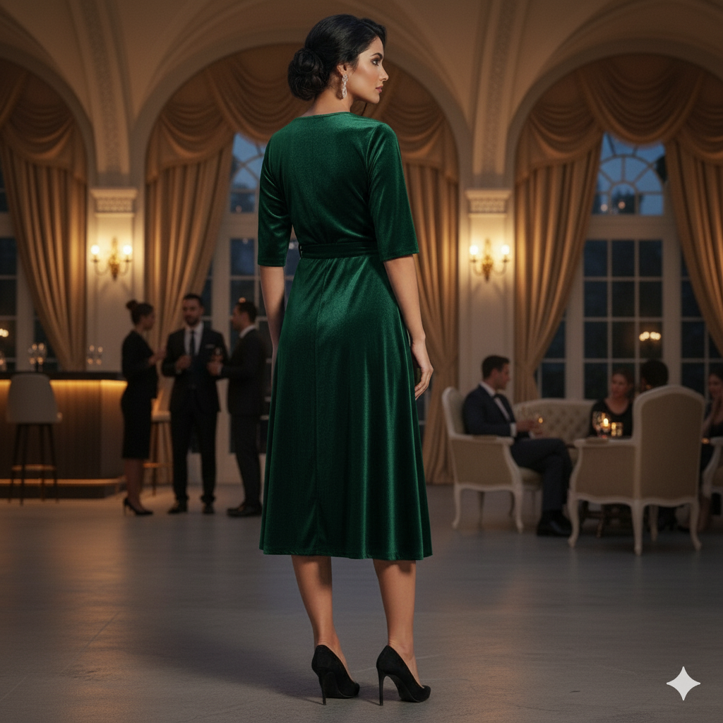 Custom Size Mom & Me Matching Green Velvet Dress | Mother Daughter Coordinated Outfit | Personalized Fit Required