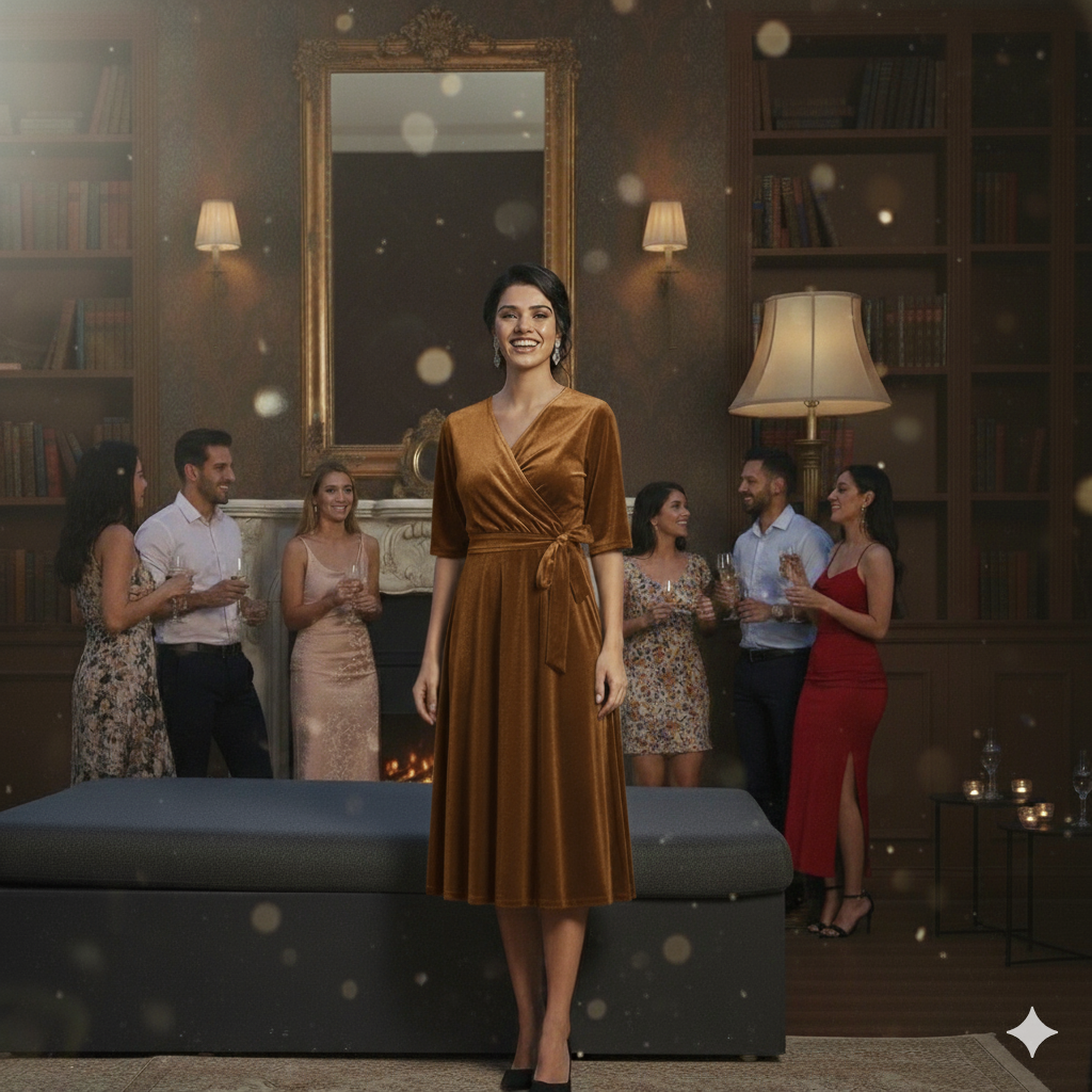 Mom & Me Matching Velvet Dress Set – Elegant Wrap Style Party Dresses for Mother & Daughter