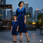 Custom Size Mom & Me Matching Royal Blue Velvet Dress | Mother Daughter Coordinated Outfit | Size Details Required
