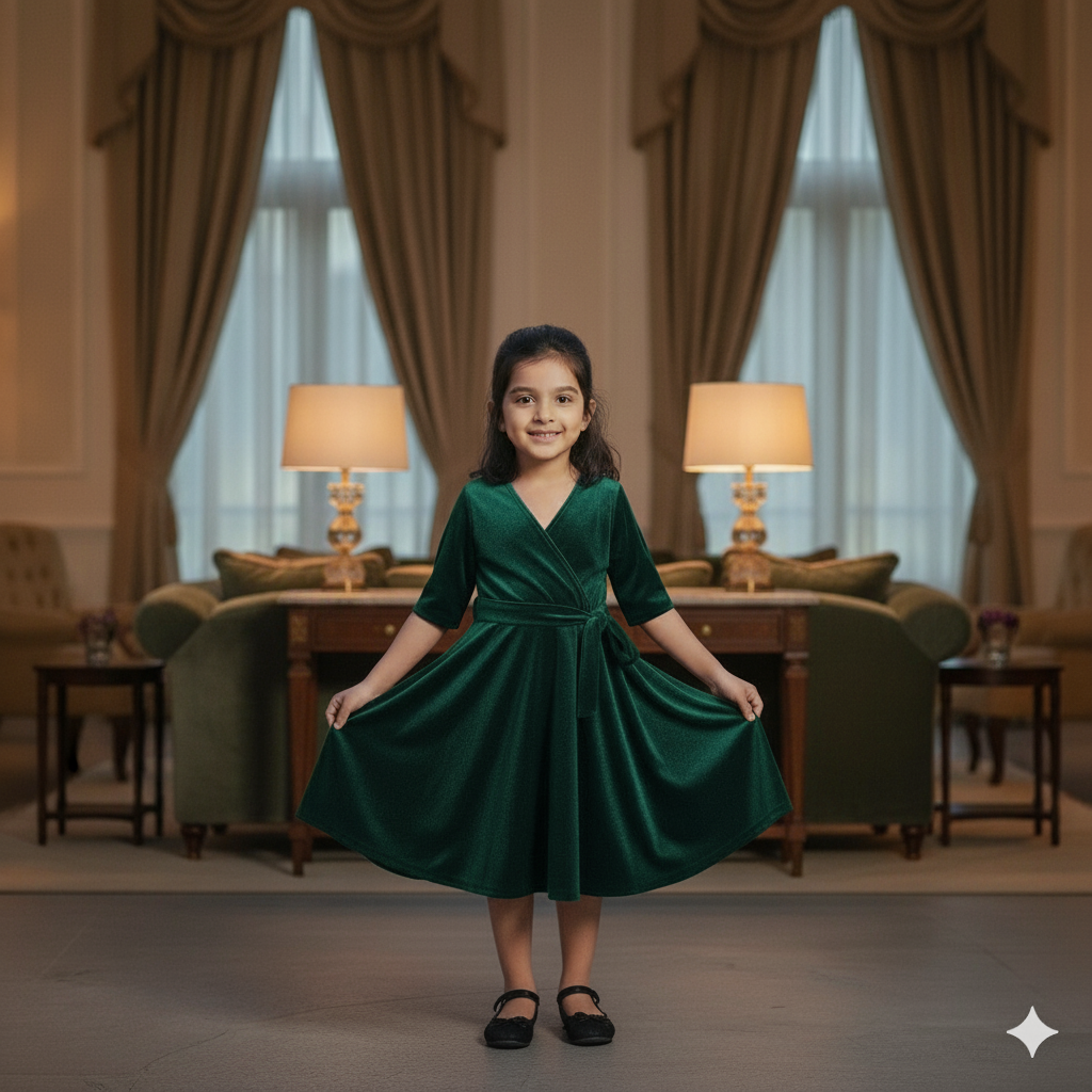 Custom Size Mom & Me Matching Green Velvet Dress | Mother Daughter Coordinated Outfit | Personalized Fit Required