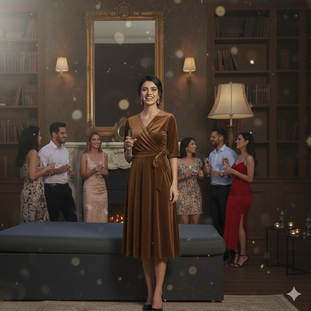 Mom & Me Matching Velvet Dress Set – Elegant Wrap Style Party Dresses for Mother & Daughter