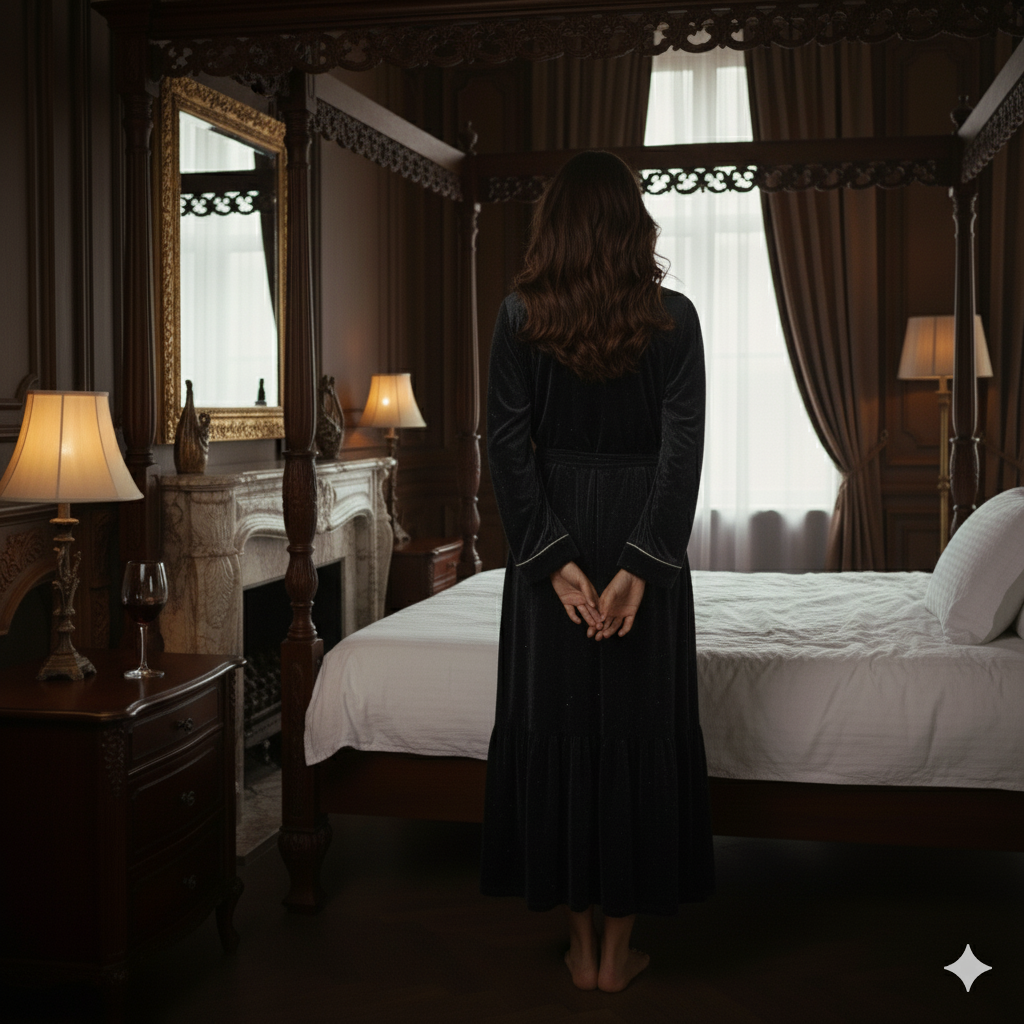 Black Velvet Night Robe for Women | Luxury Long Wrap Robe | Custom Size Elegant Lounge Wear